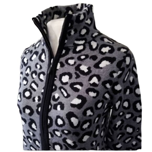 NWT Rachel Zoe Animal Print Leopard Zip down Cardigan Sweater - Picture 4 of 13